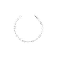 Pulseira Riviera Fio Faca Formas Moissanite - Prata