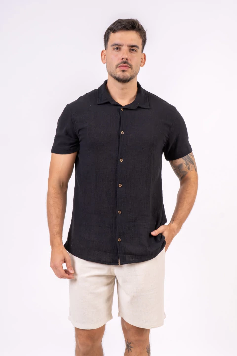 Camisa Texturizada Preta - comprar online