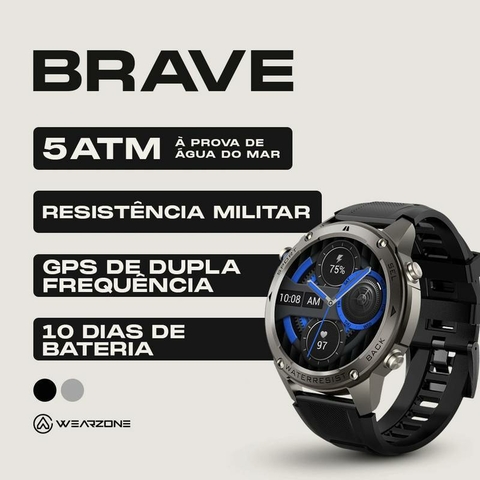 Smartwatch Brave Wearzone 46mm – AMOLED, GPS Dupla Frequência e Resistência Militar 5ATM