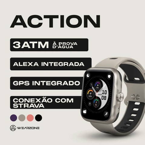 Smartwatch Action Wearzone 45mm – À Prova d’Água 3ATM, GPS Integrado e Alexa
