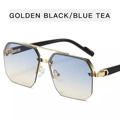 Óculos de sol de metal masculino quadrado meia armação arroz unhas tendência casual personalidade retro moda esportes - comprar online