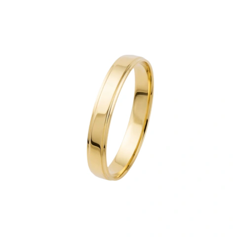 ALIANÇA 3MM RETA LISA COM REBAIXO NAS LATERAIS, ANATÔMICA OURO 750 (18K)
