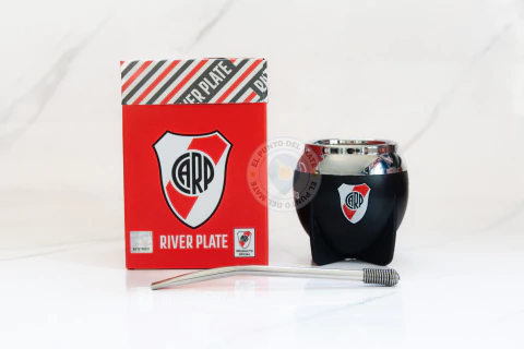 MATE PAMPA TRADICIONAL RIVER PLATE NEGRO BOCA CERRADA - comprar online