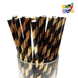 SORBETE DE POLIPAPEL NEGROS Y DORADOS x 24 unidades - comprar online