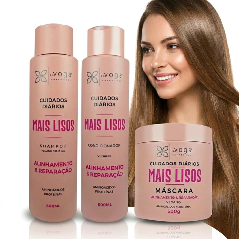 Kit In Voga Mais Lisos: Shampoo, Condicionador e Máscara 500g