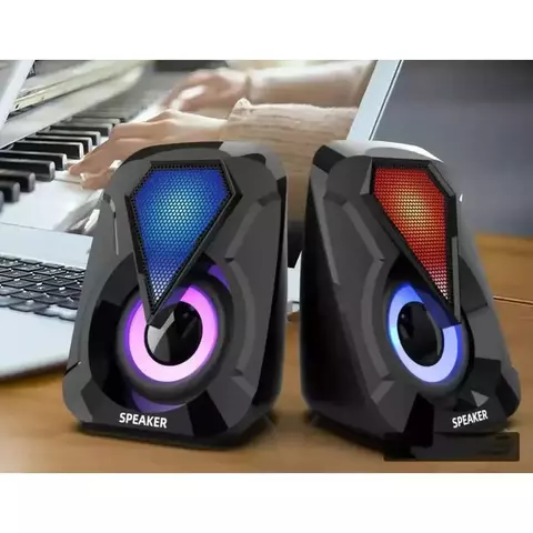 Caixa de som Pequenos alto-falantes de mesa com luzes RGB para laptops
