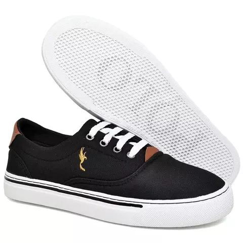 Tênis Feminino Casual Old Street Sola Baixa Polo Blu Preto do 33 ao 40