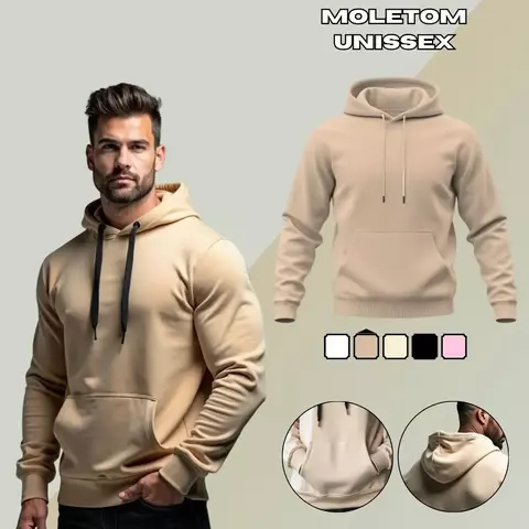 Moletom Canguru Liso Blusa Unissex Algodão Flanelado GuGi Bolso Frontal Capuz A