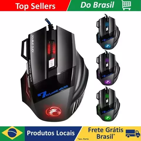 Mouse x7 botão retroiluminado mouse ergonômico 5500 dpi mouse ajustável, adequado para PC, laptop