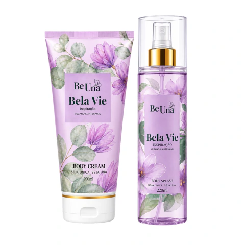 Kit Body Splash e Body Cream Bela Vie