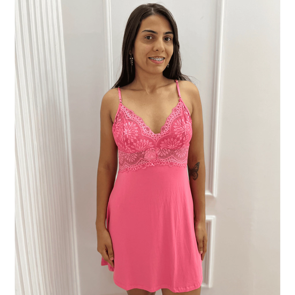 CAMISOLA VISCO RENDA - ROSA