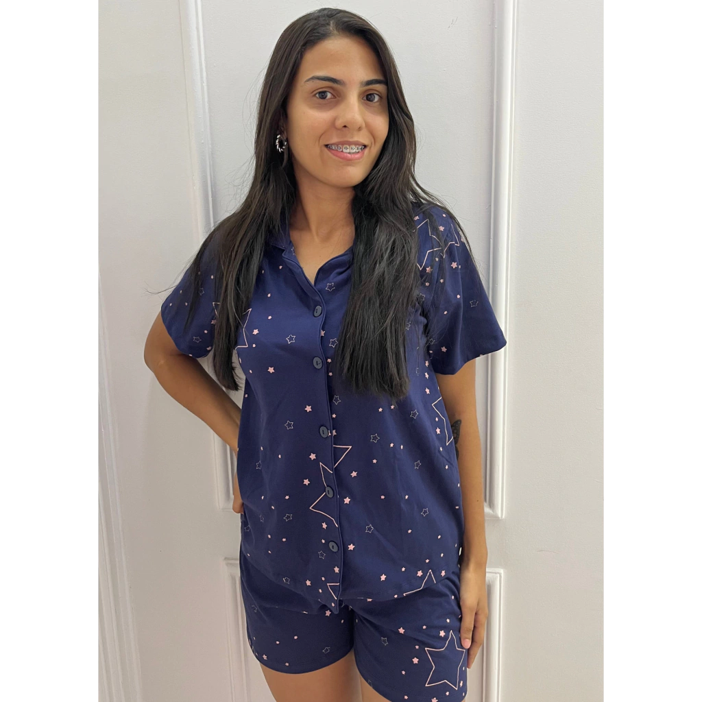 PIJAMA ABERTO CURTO ESTRELA - TAM. M