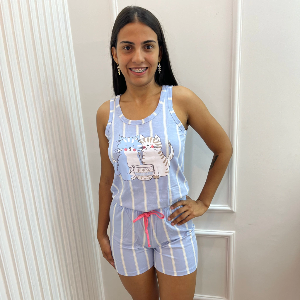 SHORTDOLL REGATA VISCO GATO - TAM. P