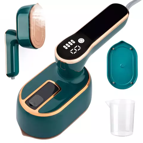 Mini Ferro de Passar Roupa Portátil Rotativo LCD Inteligente a Vapor