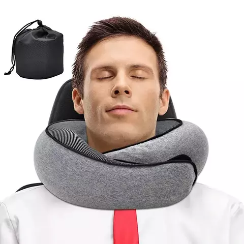 Travesseiro de pescoço para viagem, espuma de memória, formato de U, estilo caracol, portátil, ajustável, macio. Para todas as ocasiões