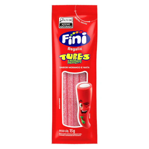 Bala Fini Morango E Nata Regaliz Tubes Azedinhos