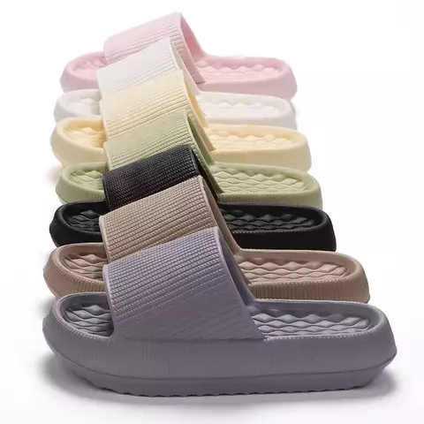 Plataforma grossa banheiro casa chinelos moda feminina sola macia eva slides int