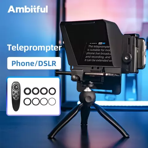 Telefone Pronstoor Ambitful e Gravação DSLR Mini Teleprompter Inscriber Portá