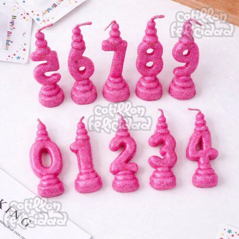 Numeritos con Gibre Caja 20 Unidades | Decoración Torta Cumpleaños | Blanco Celeste Rosa