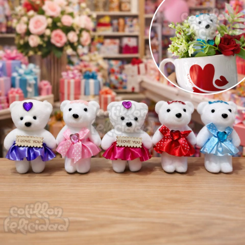 Mini Ositos Terciopelados 10cm | Souvenir Regalería Deco Colores