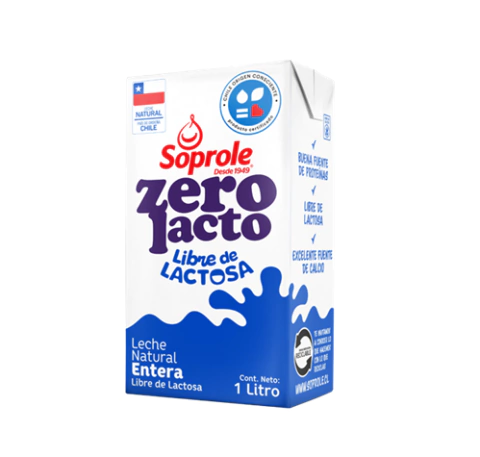 Leche natural entera sin lactosa 1 lts