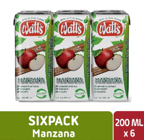 Pack néctar Watt's manzana 6 un de 200 ml - comprar en línea