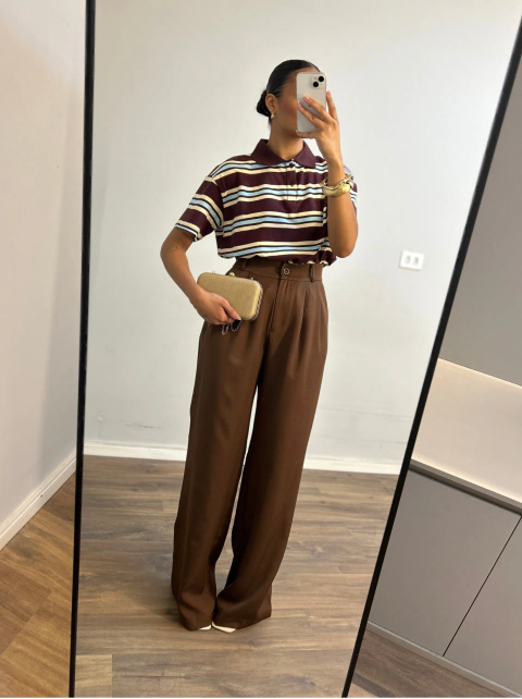 Calça Pantalona Aryanna - Marrom
