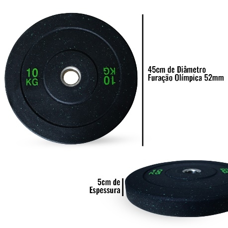 Anilha Elite Colors c/ Furo Olímpico - 10kg (Bumper - Borracha Flocada)