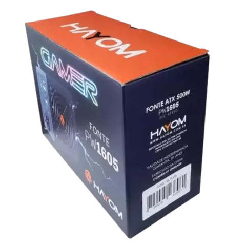 Fonte Gamer Hayom 80 Plus PFC ativo 500w