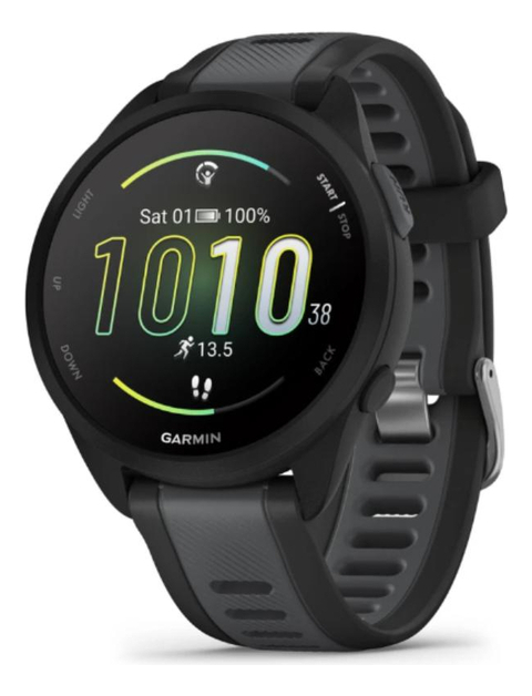 Relógio Garmin Forerunner 165 Smartwatch, Tela AMOLED 43mm, Pulseira Esportiva Preto