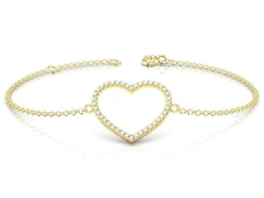 Pulseira Lumy Coração de Ouro 18k amarelo e Zircônias 1,9g