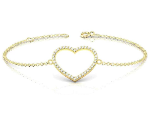 Pulseira Lumy Coração de Ouro 18k amarelo e Zircônias 1,9g