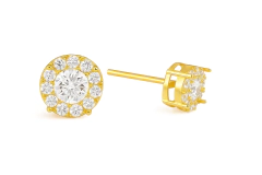 Brinco Glamour Pizza em Ouro 18k amarelo e Zircônias brancas extras importadas. Ref. FestB006