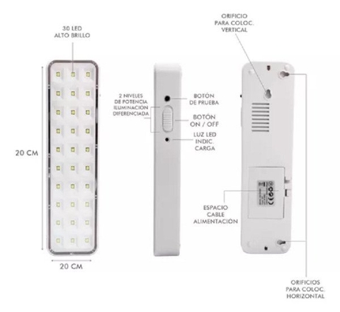 LUZ DE EMERGENCIA 30 LED MS-7002M