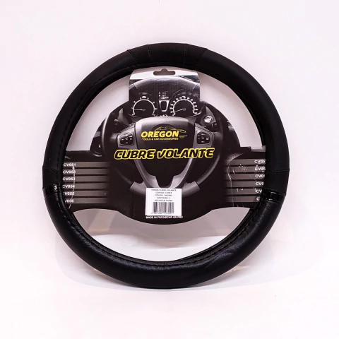 CUBRE VOLANTE MODELO NASCAR CUERO SINTETICO NEGRO 38CM