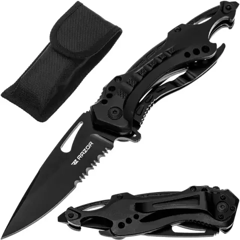 Navaja Táctica Negra Militar De Rescate Pesca Defensa "Shark" - comprar online