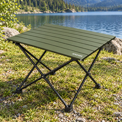 Mesa de aluminio Camp Table | S, M y L | Verde Militar | Razor