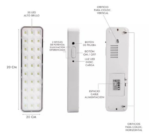LUZ DE EMERGENCIA 30 LED MS-7002M