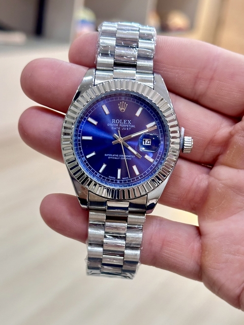 Relógio Rolex prata/azul