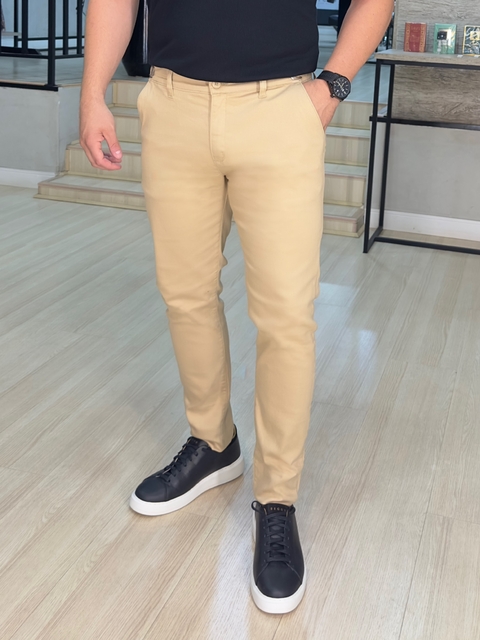 Calça alfaiataria regulagem Bege 01025-025