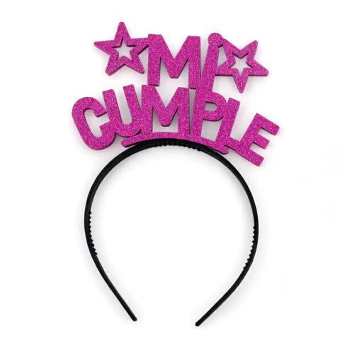 VINCHA FRASE MI CUMPLE GLITTER BULTO X 6 UNID. - comprar online