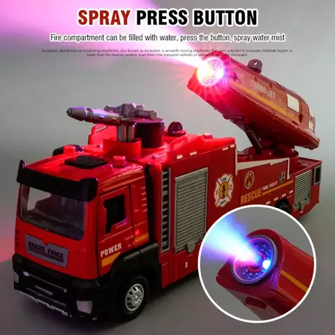 Modelo de Caminhão de Bombeiros em Metal 1/32 com Iluminação