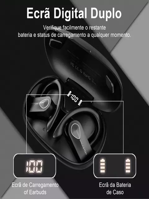 Fone Sem Fio Bluetooth 5.3 Wireless Com Led 80mah 15h Rs-51