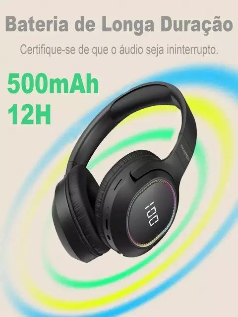 H'maston SN39 Fone De Ouvido Over-ear Sem Fio Bluetooth Com Visor Digital - comprar online
