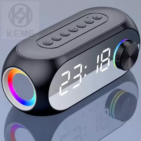 Radio Relógio Tela Espelho Dimmer LED Bluetooth Mini Duplo Alarme