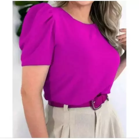 Blusa Feminina Manga Bufante Tecido Duna Soltinha Elegante - Ref:2020S040401