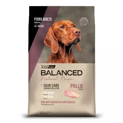 Bolsa de alimento para perros adultos Balanced con pollo para piel sensible, sin trigo ni soja, con antioxidantes naturales, 3 kg