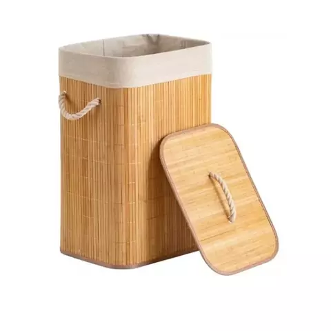 Cesto de Bambu com tampa para Roupas Sujas.