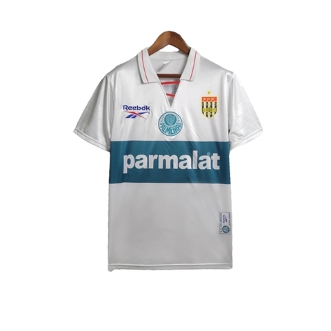 Camisa Retrô Palmeiras II 1997 - Reebok Masculina - Branca com detalhes em verde com patrocínio