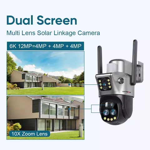 Lente dupla LS VISION V380, câmera wi-fi/4G, câmera solar, zoom, PIR, detecção humana, visão noturna, ao ar livre, segurança de vídeo, 8MP, 4K, Cctv